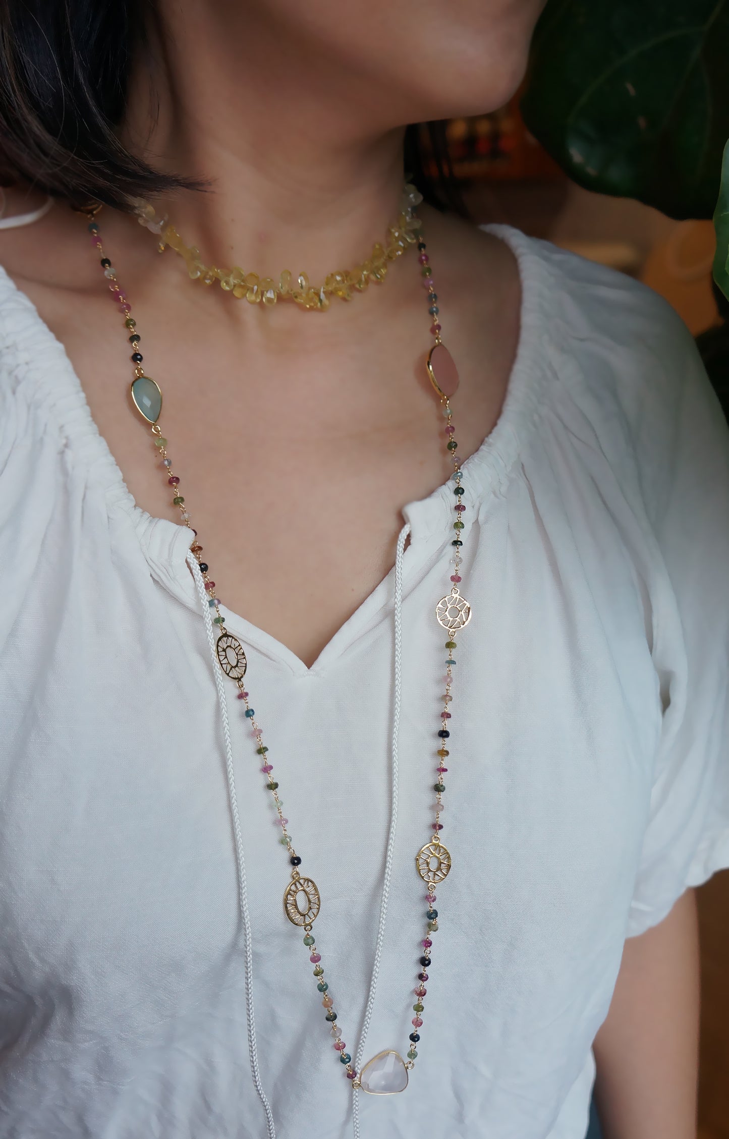 時尚輕珠寶系列|碧璽珠鏈純銀長鍊