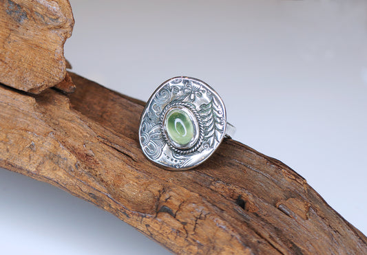 春漾花園|葡萄石手工純銀戒指