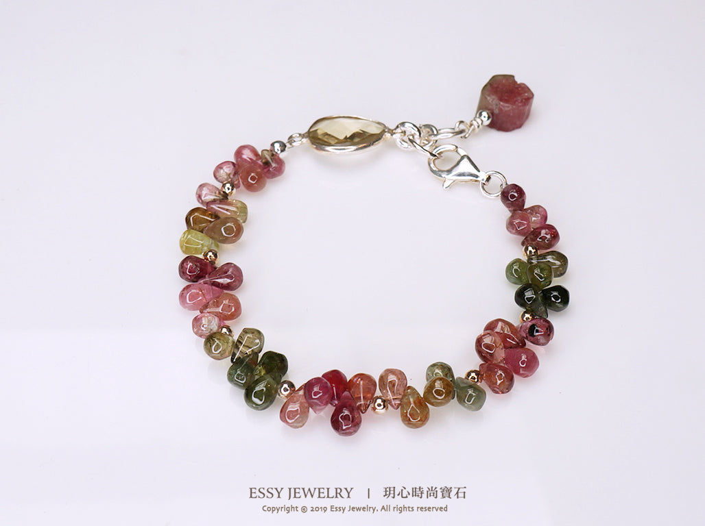 光面胖水滴碧璽手鍊 B053004