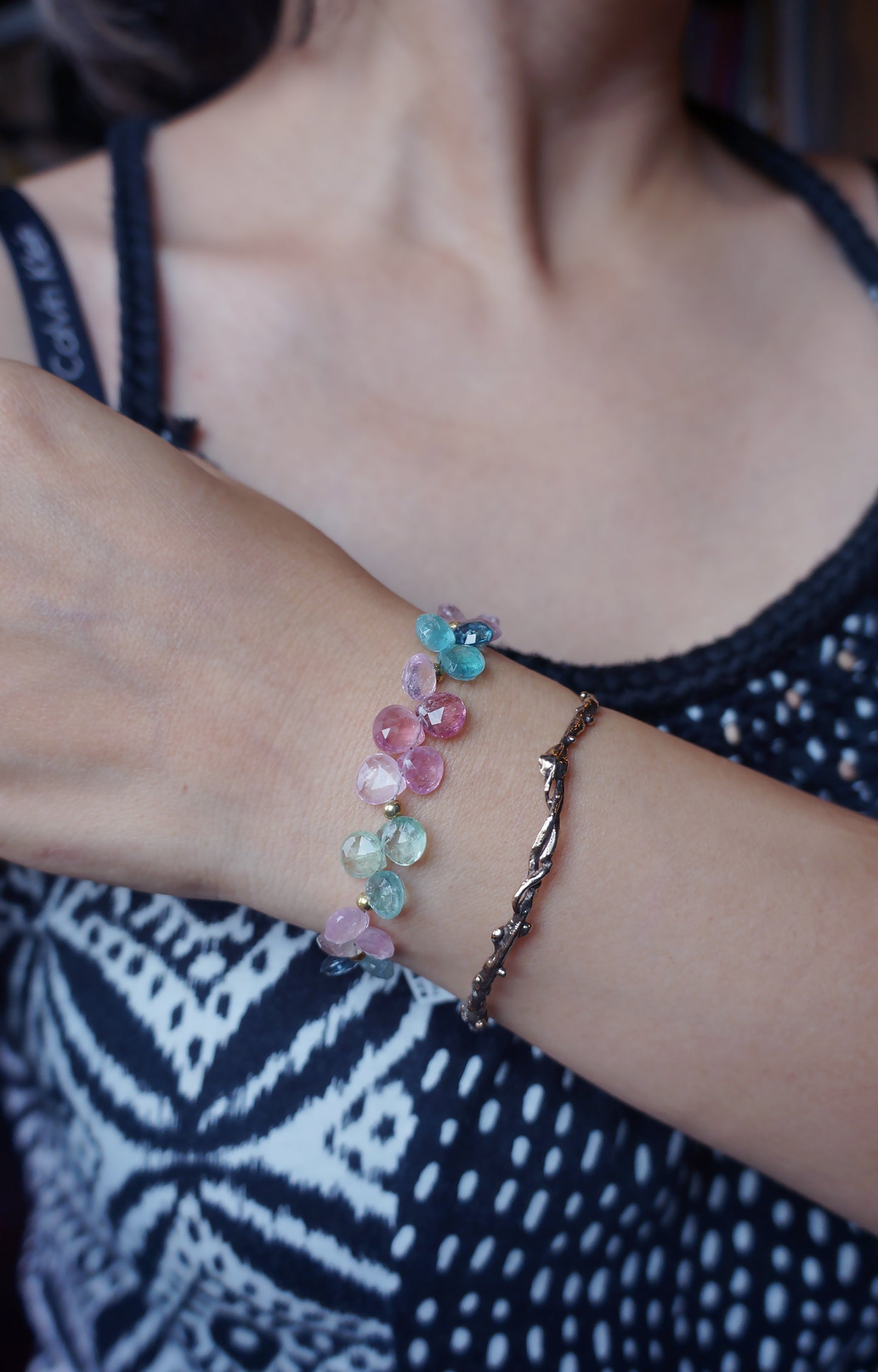 極品|阿富汗碧璽切面水滴手鍊 B111302b