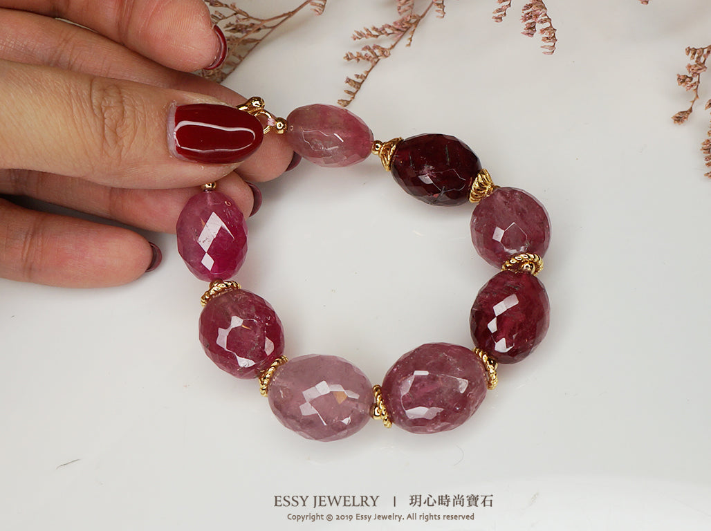 大寶石切面|高品質全紅碧璽手鍊