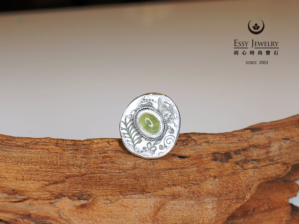 春漾花園|葡萄石手工純銀戒指