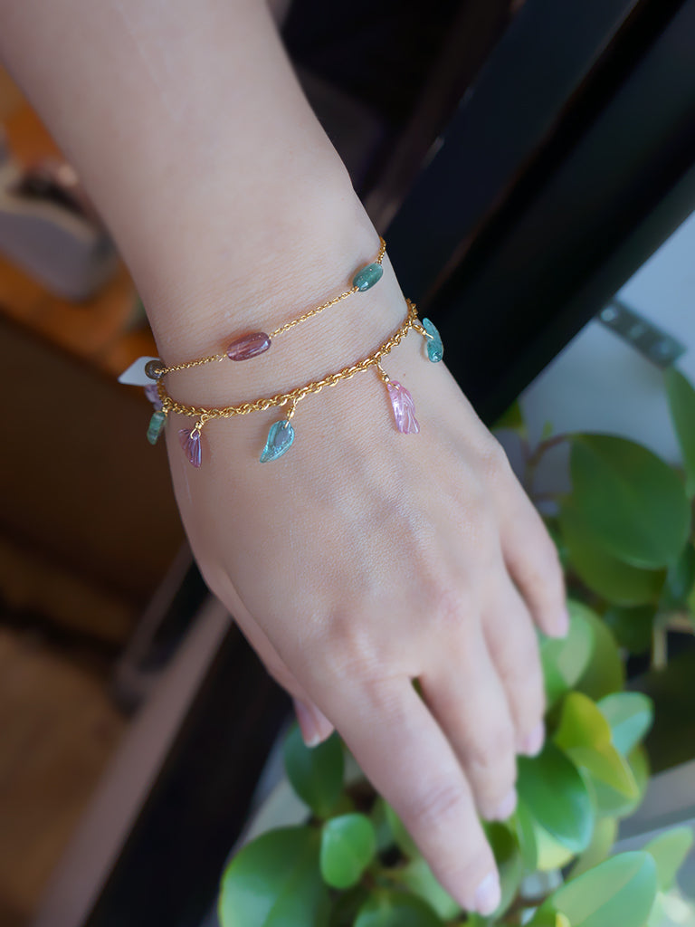 阿富汗彩色碧璽 K金手鍊