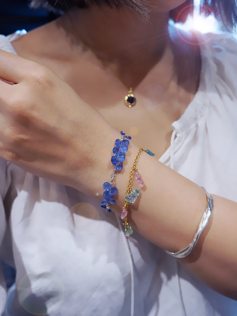 優質丹泉石 切面K金手鍊