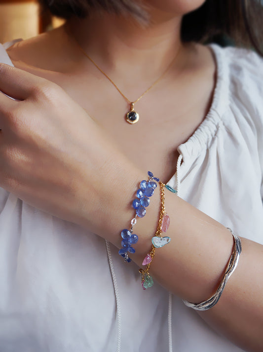 優質丹泉石 切面K金手鍊