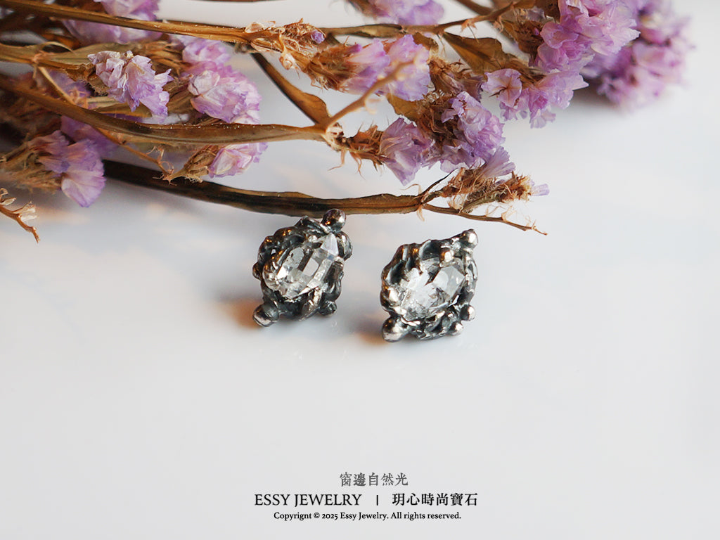 Herkimer Diamond Earrings|閃靈鑽手工銀耳環