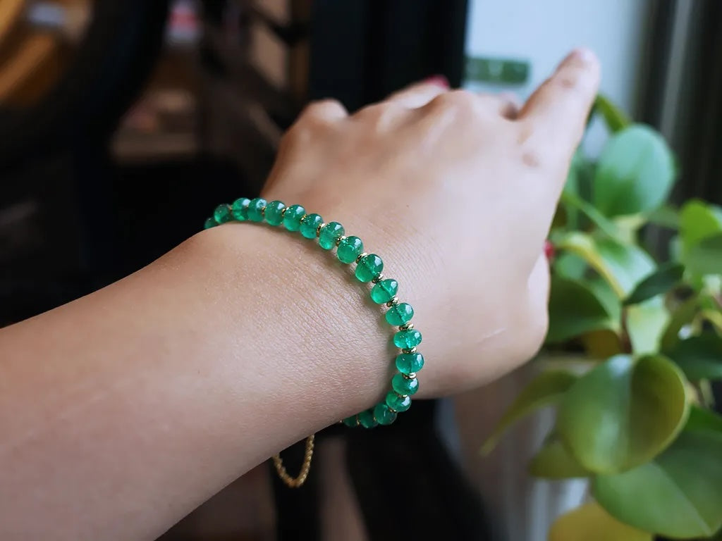 EMERALD|高品質 祖母綠塔珠手環 E031502