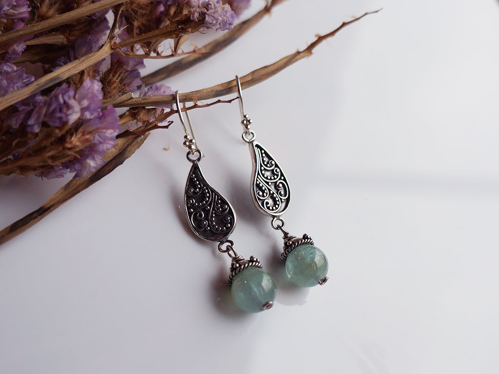 靜藍花語|純銀海水藍寶石耳環