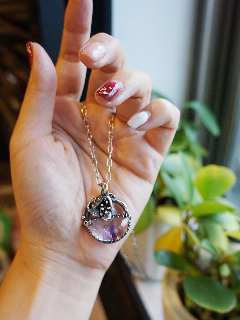 手工花藤墜|紫幻影水晶