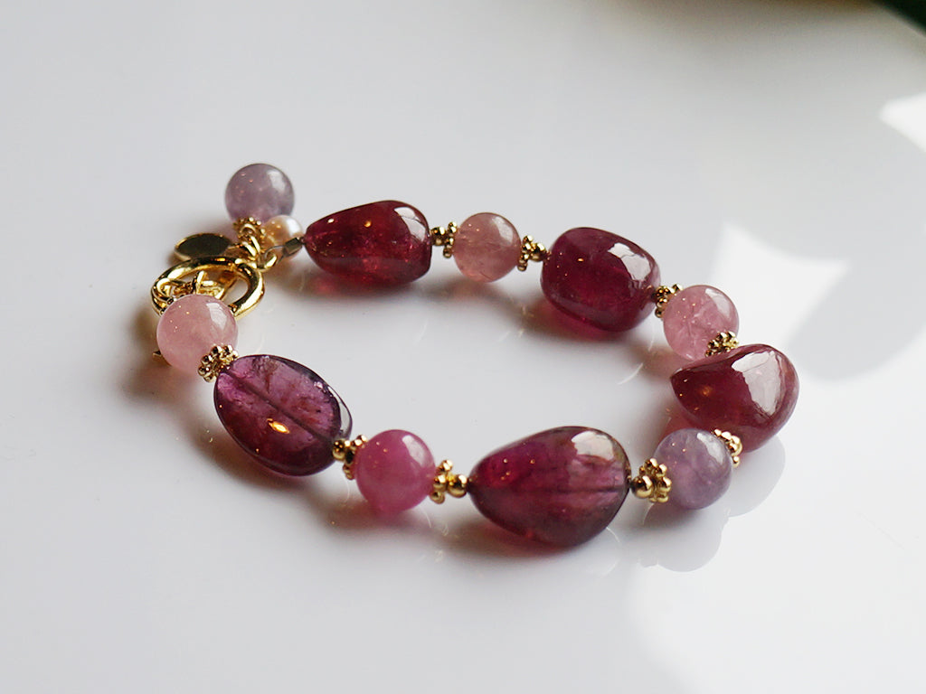 貴氣紅寶碧璽|尖晶石大原礦碧璽手環