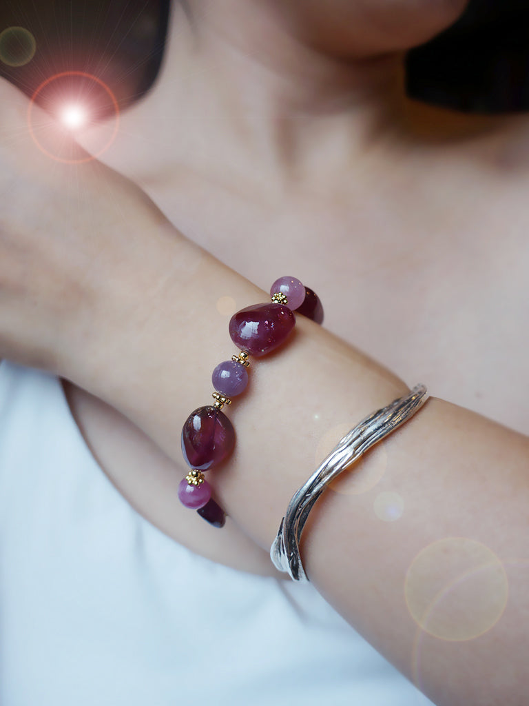 貴氣紅寶碧璽|尖晶石大原礦碧璽手環