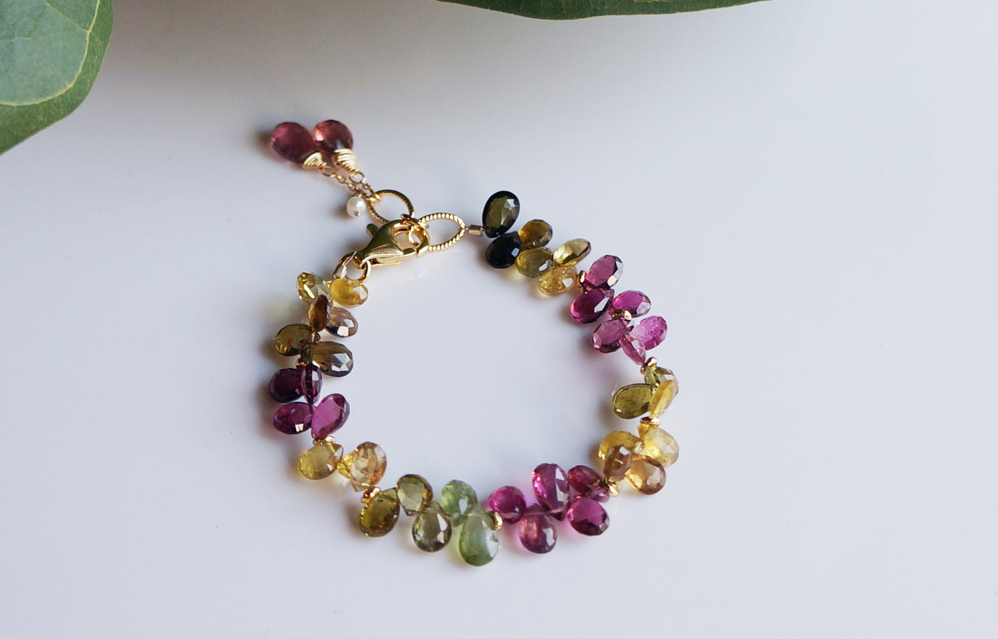 珠寶級 閃亮切面水滴碧璽手鍊 E050701