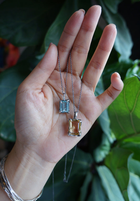 黃水晶|手工寶石純銀墜