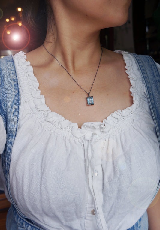 海水藍寶|手工寶石純銀墜