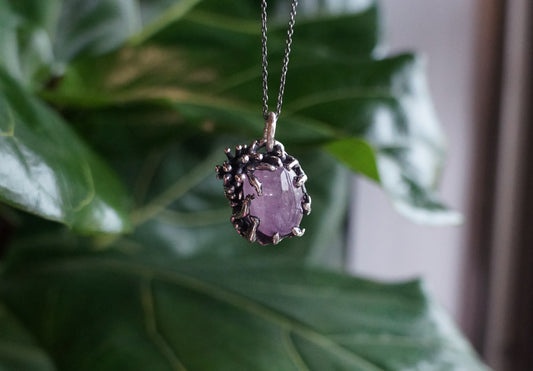 海洋系|紫鋰輝石 珊瑚礁手工純銀墜