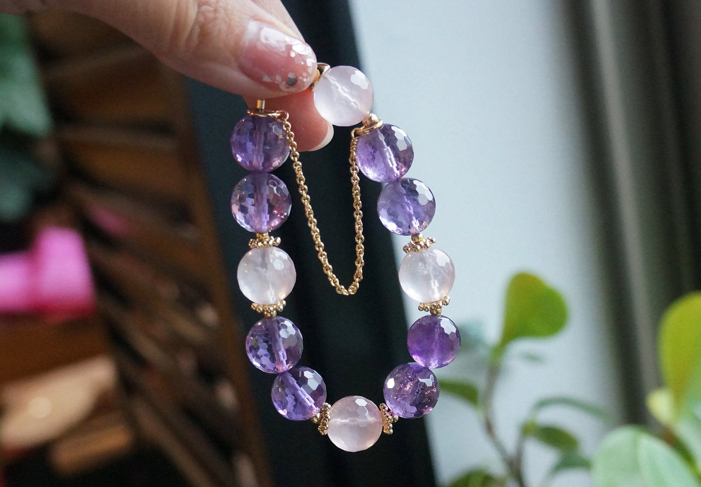 Amethyst |紫水晶閃亮切面圓手珠