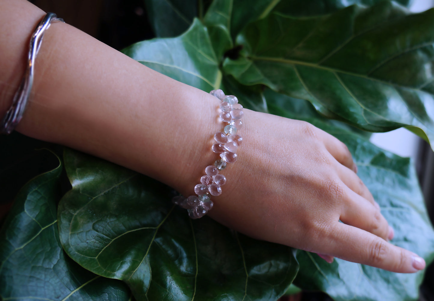Rose Quartz|清亮粉晶/海水藍寶 手環