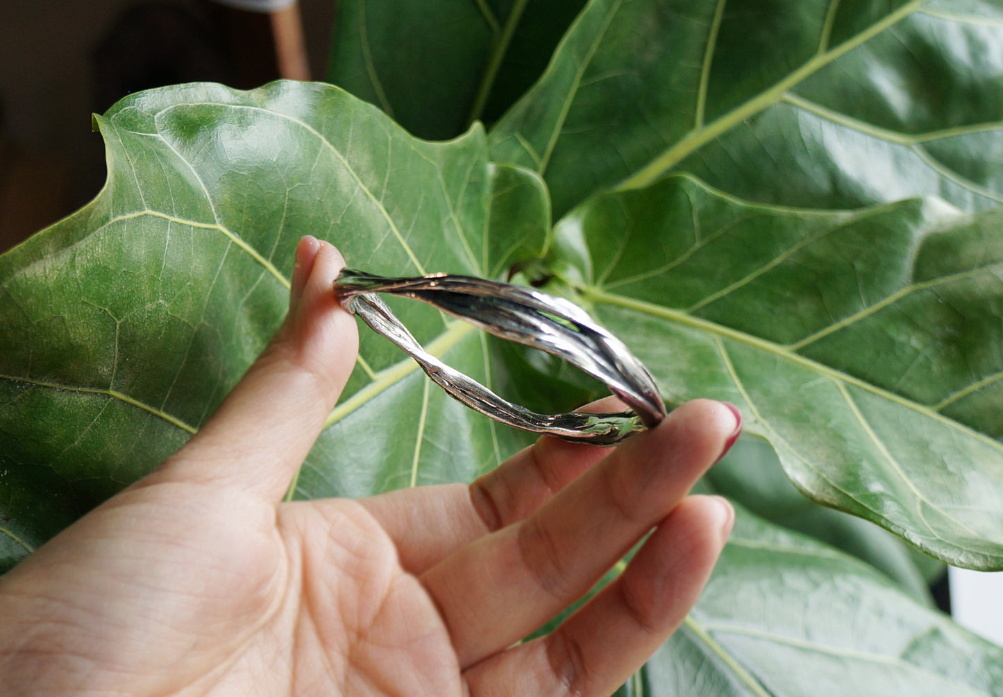 生生不息|水波紋手工純銀手鐲