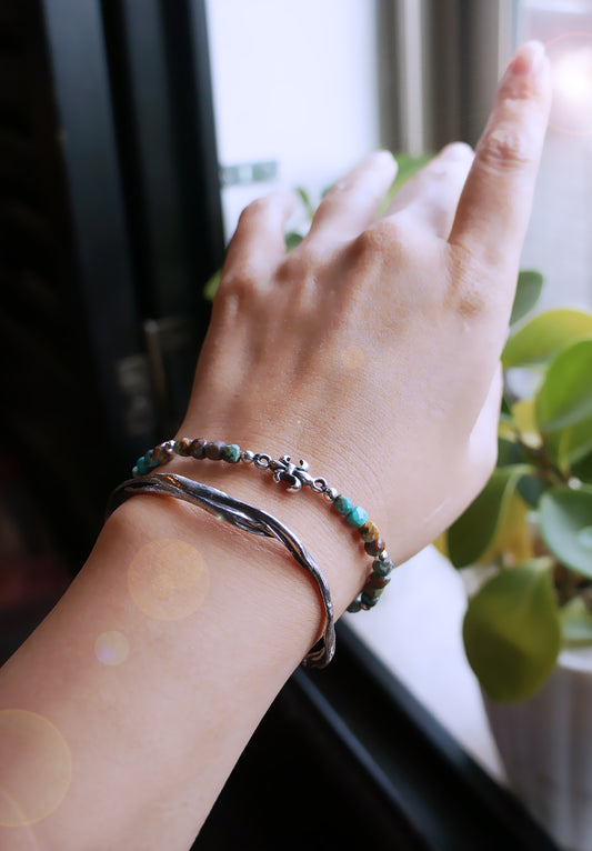 生生不息|水波紋手工純銀C圈手鐲-細緻版