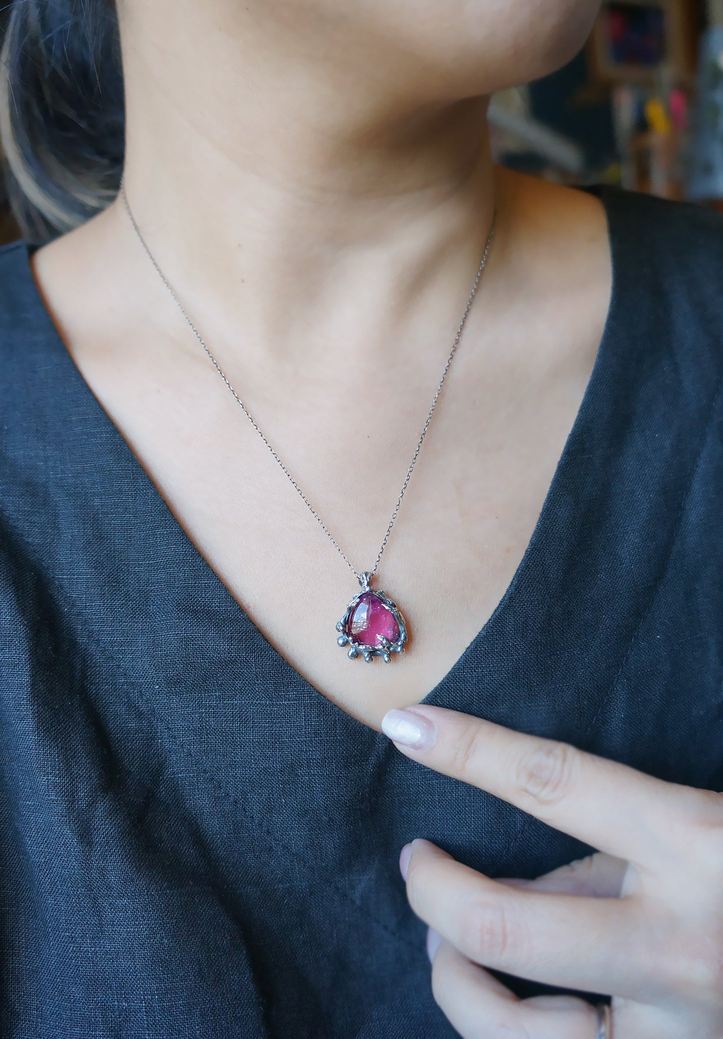 Rubellite | 紅寶碧璽 手工銀墜