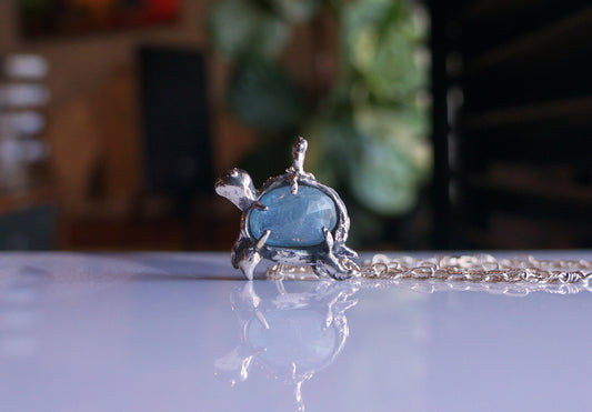 海水藍寶|手工海龜純銀墜鍊