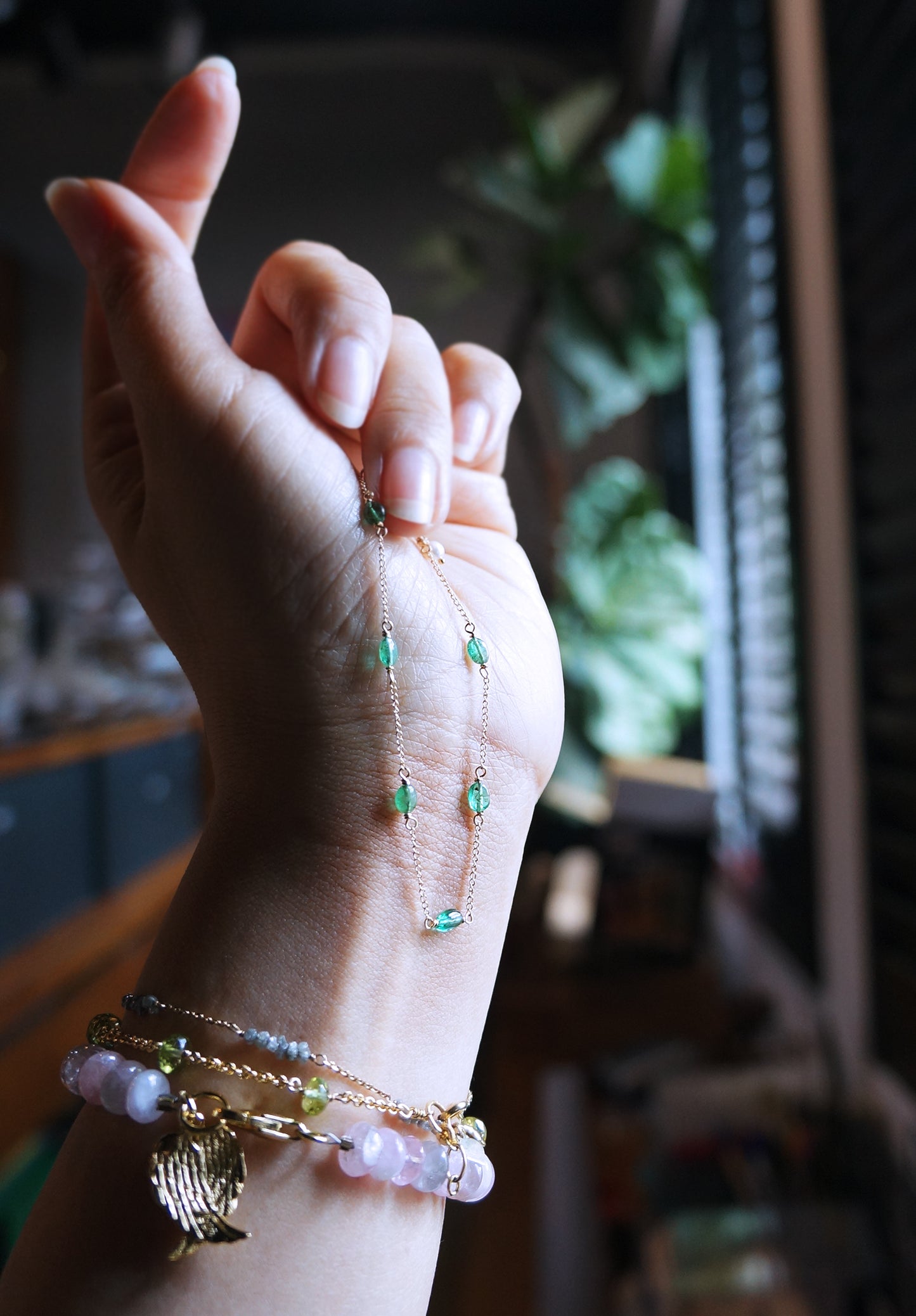 EMERALD|祖母綠14K注金手鏈 E121002