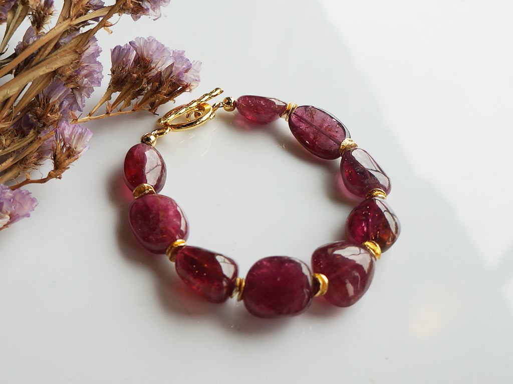 優雅貴氣紅寶碧璽|大原礦糖果碧璽手環