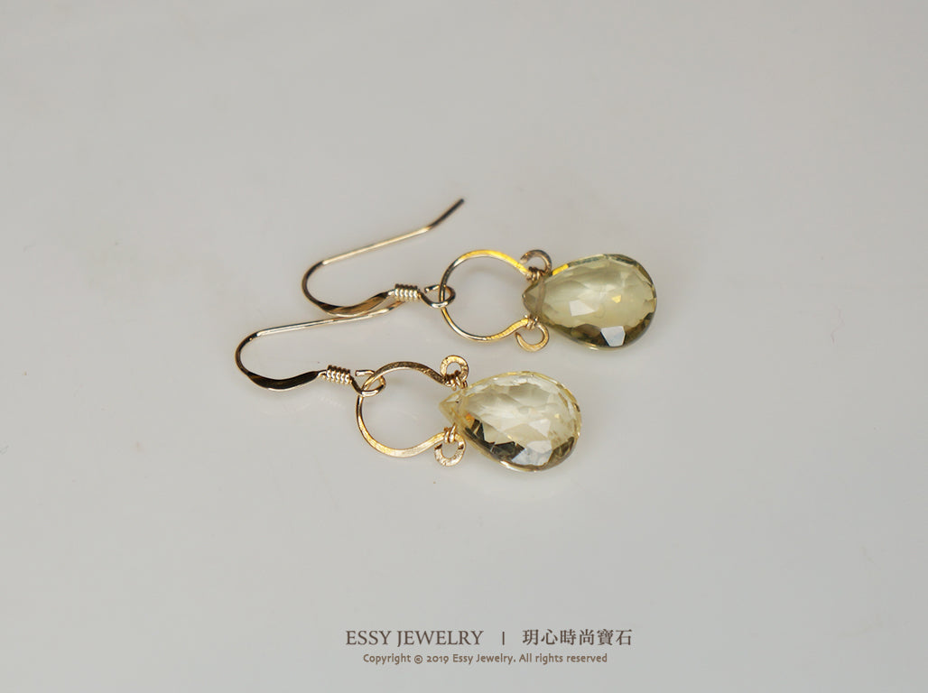 造型|閃亮金黃綠柱石耳環