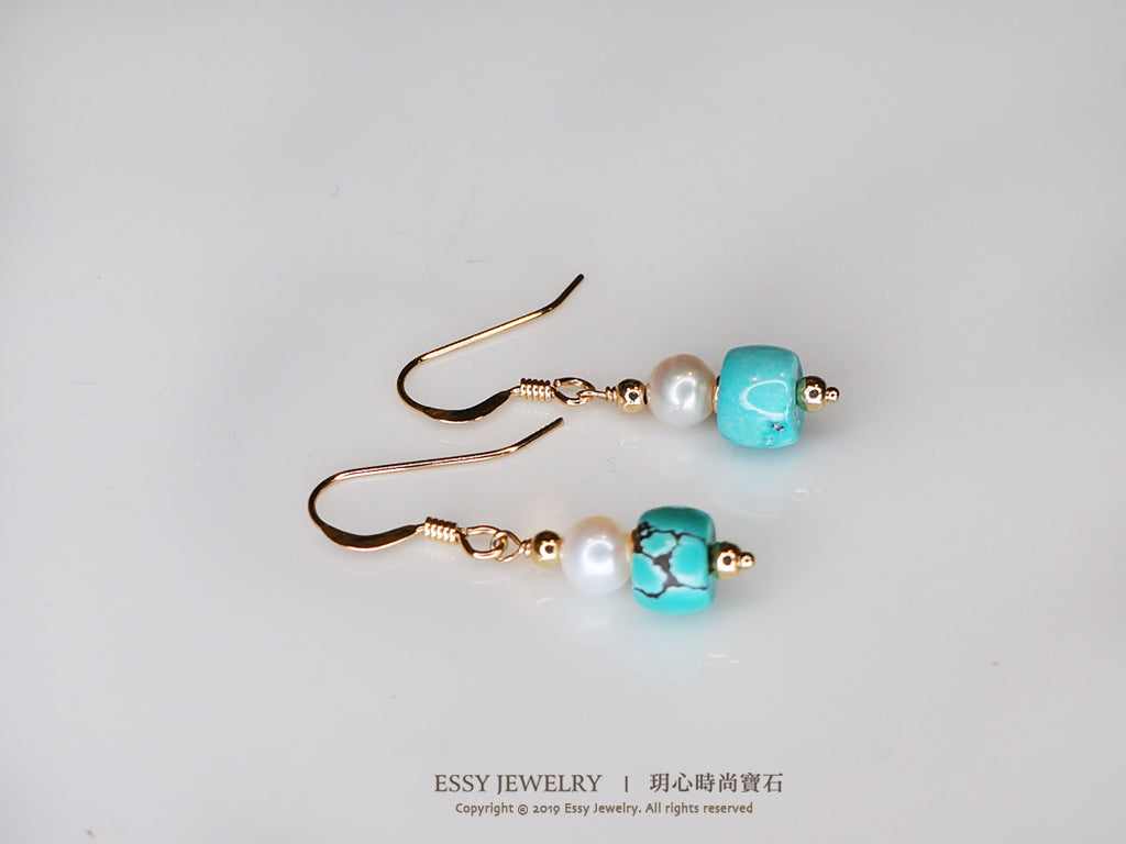 湖北綠松石/珍珠 造型耳環