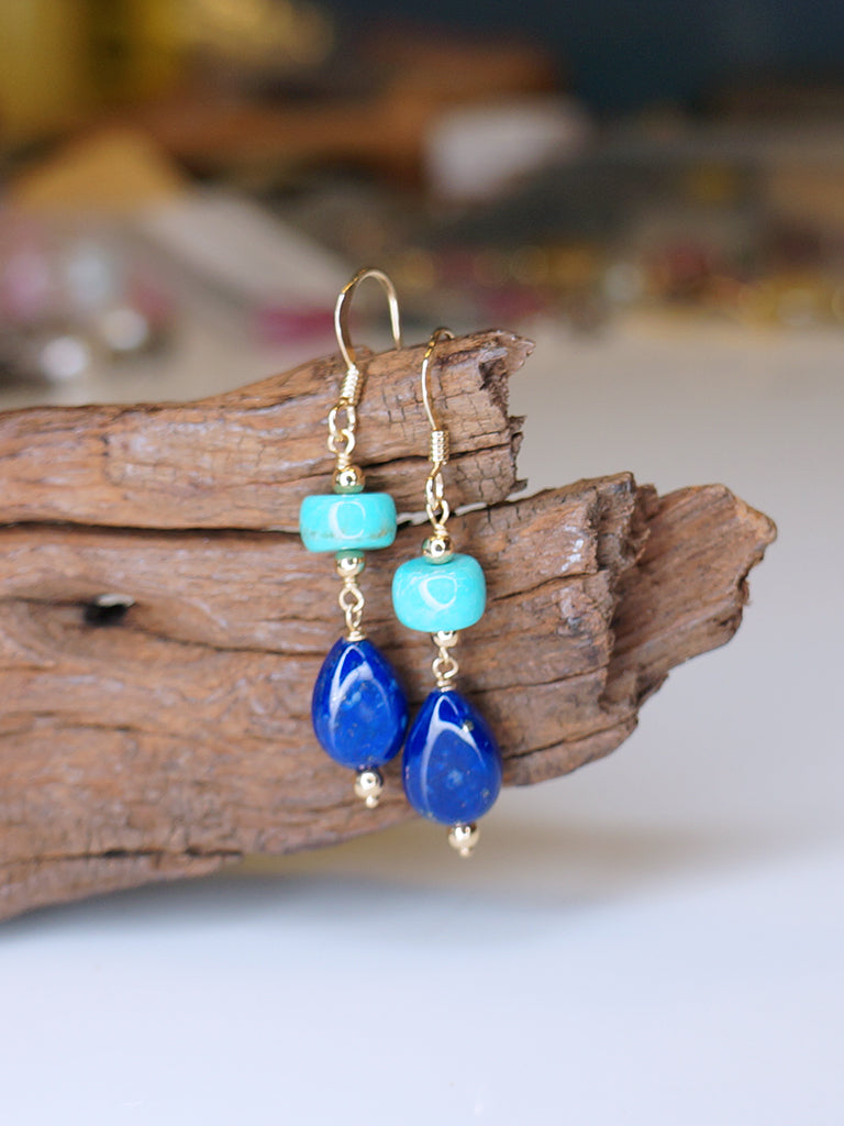 青金石/綠松石 造型耳環