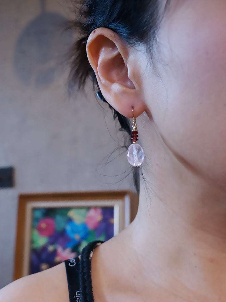 清新優雅 粉晶造型耳環