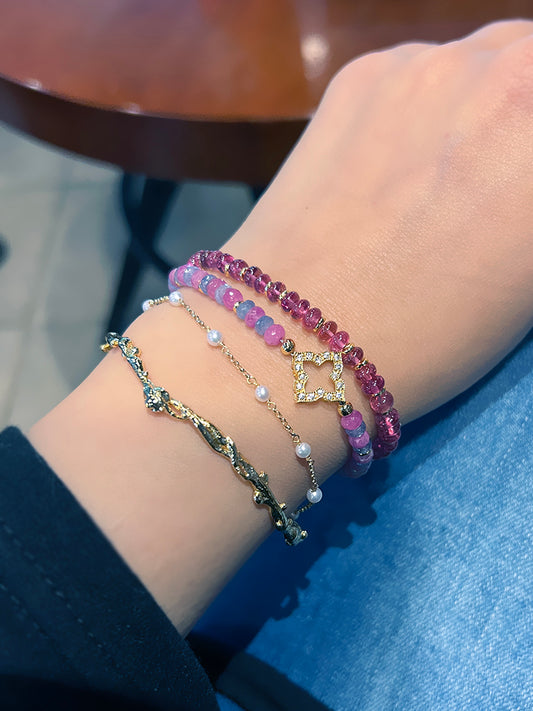 超閃小燈泡 珍珠 K 金手鏈