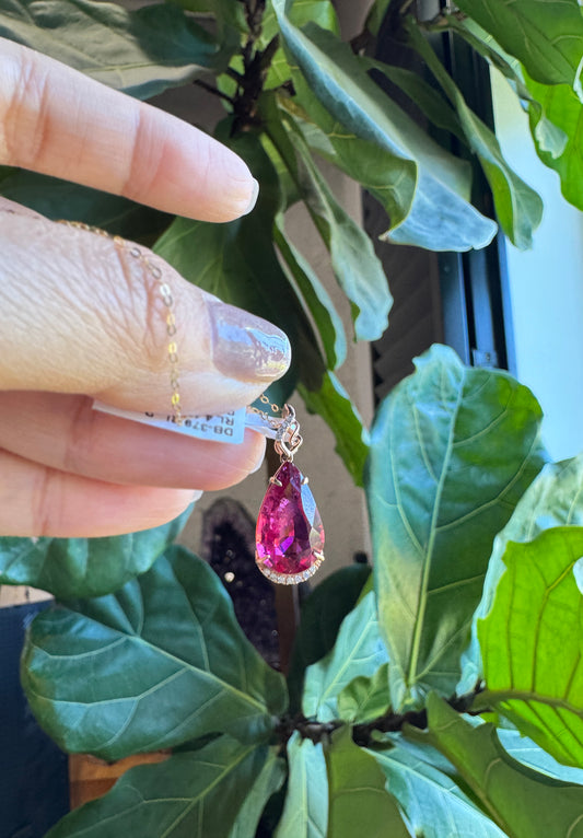 Rubellite 桃紅碧璽真鑽K金墜