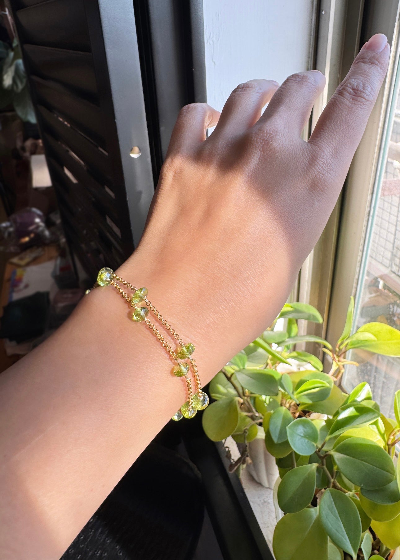 高品質 橄欖石閃亮切面鏈式手環 E102202