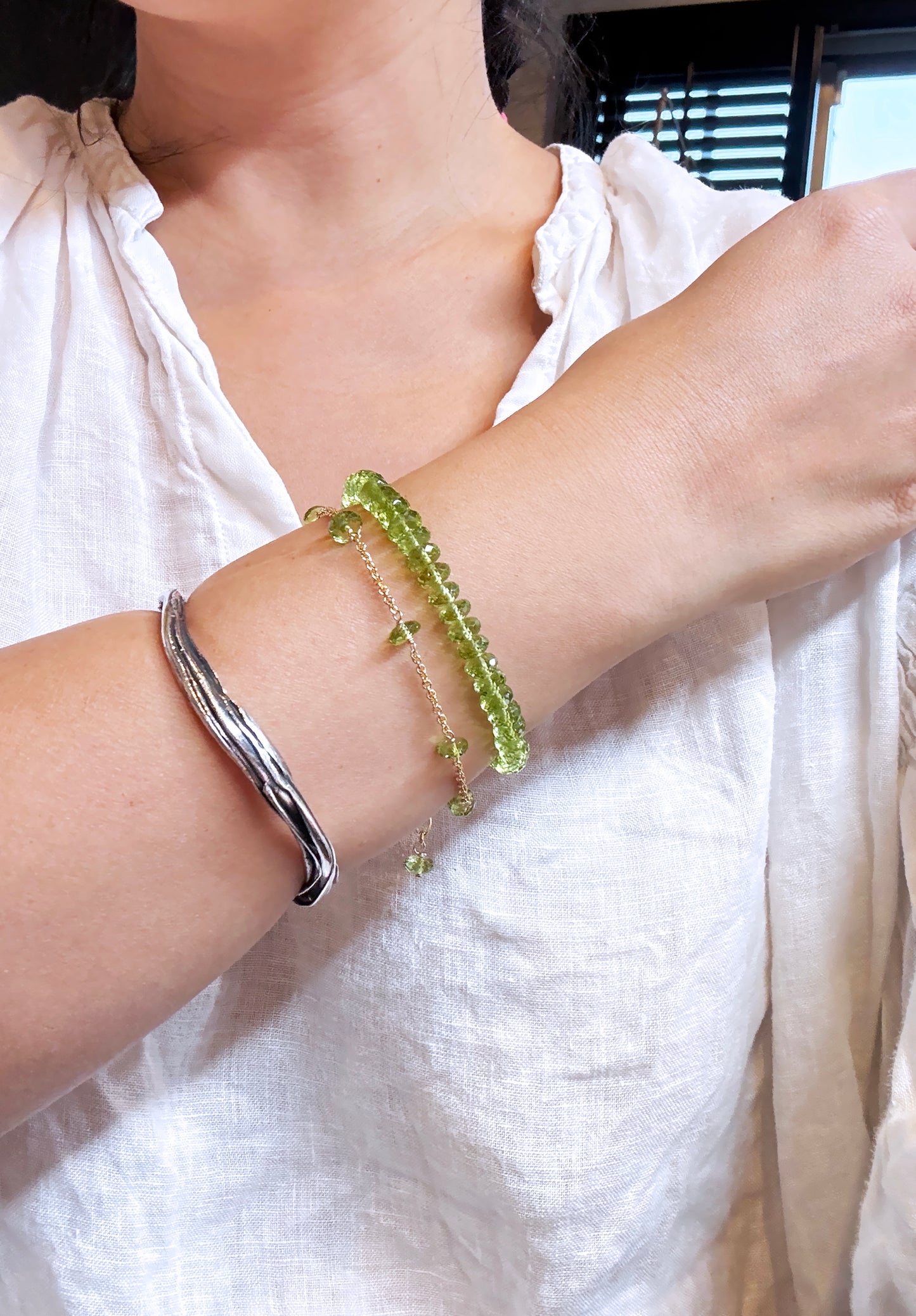 高品質 橄欖石閃亮切面手環 E102201