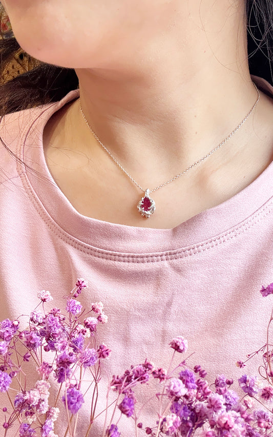 頂級桃紅碧璽 手工銀墜 C011902