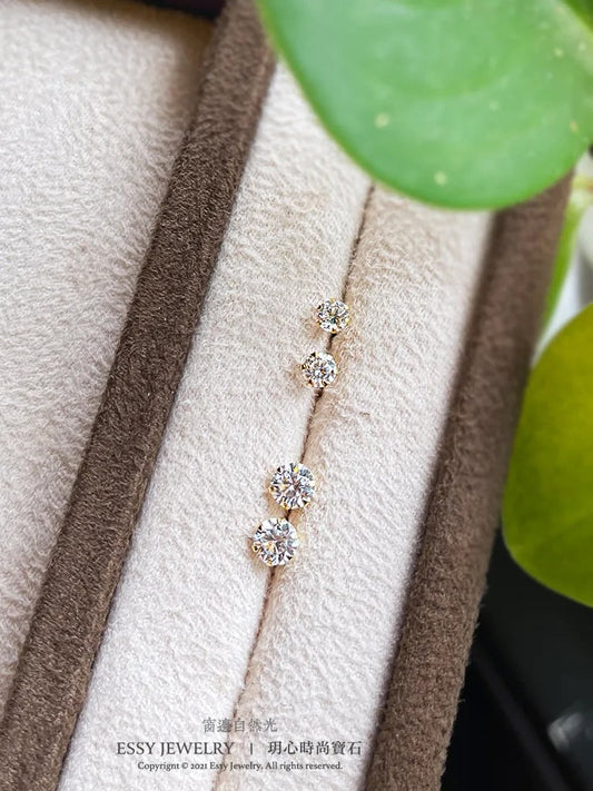 閃亮單鑽|超閃方晶鋯鑽 純K金耳環