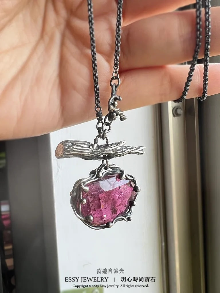 Rubellite |玫瑰切割紅寶碧璽 寶石果實墜鍊