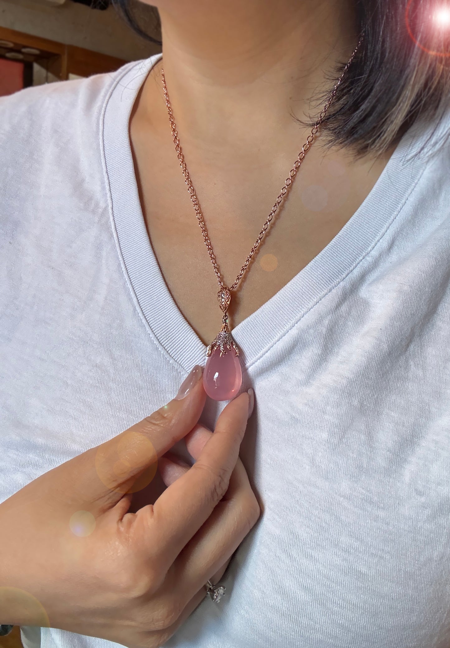 古典優雅|馬達加斯加粉晶 墜鍊
