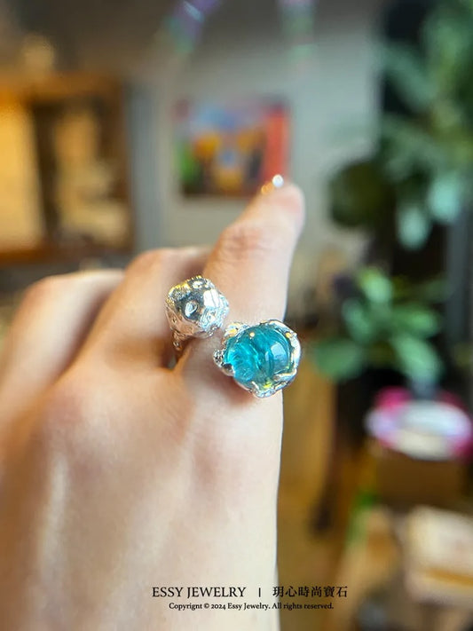 藍碧璽|純銀自然有機形造型戒指