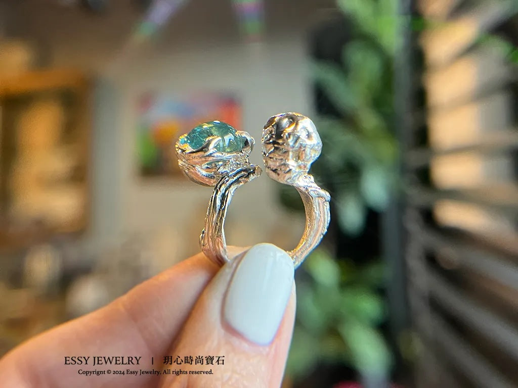 藍碧璽|純銀自然有機形造型戒指