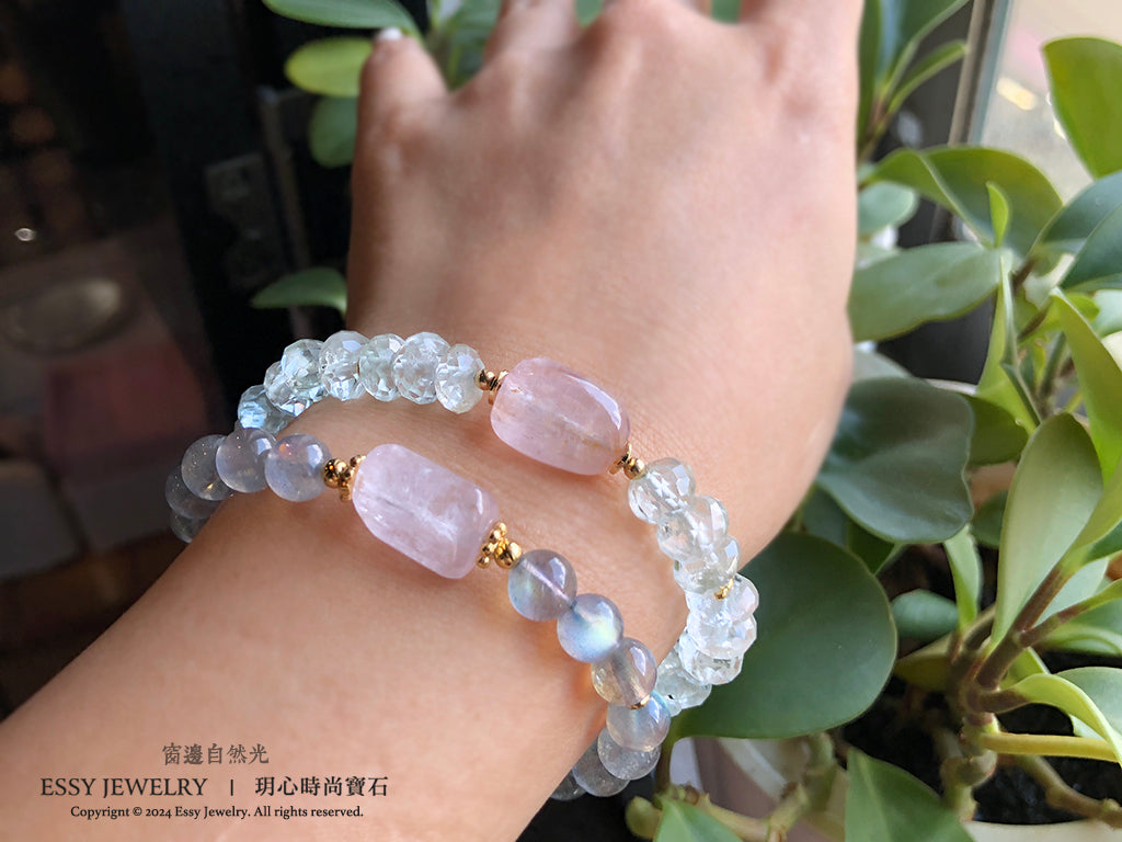 神秘佳人|紫鋰輝/藍暈拉長石手環