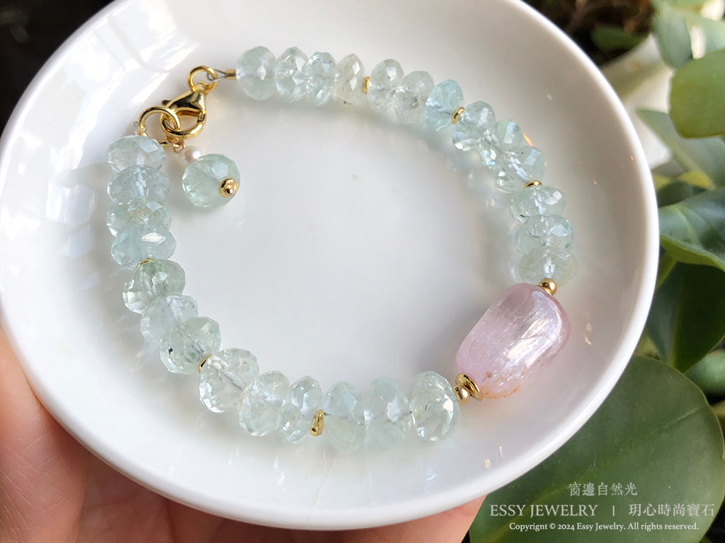 清秀佳人|海水藍寶切面手環