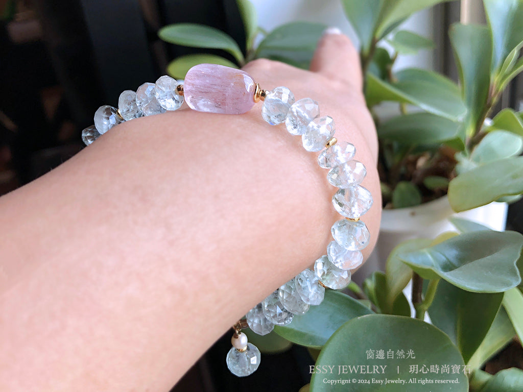 清秀佳人|海水藍寶切面手環
