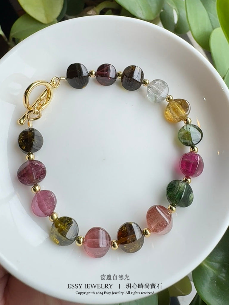 豔麗油亮|老礦碧璽 楊桃造型手環