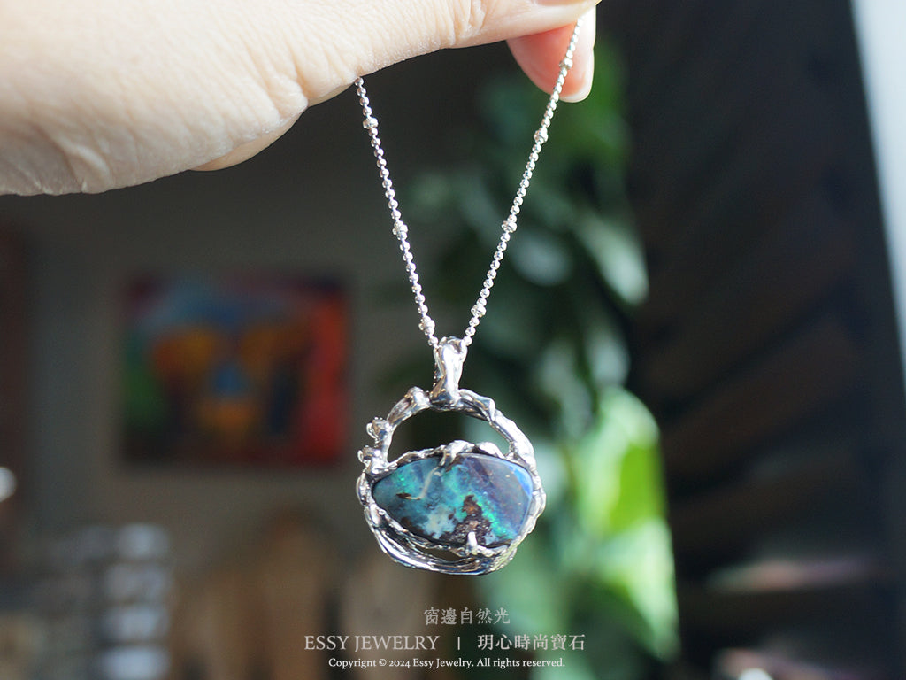 銀河系 蛋白石手工純銀墜鍊