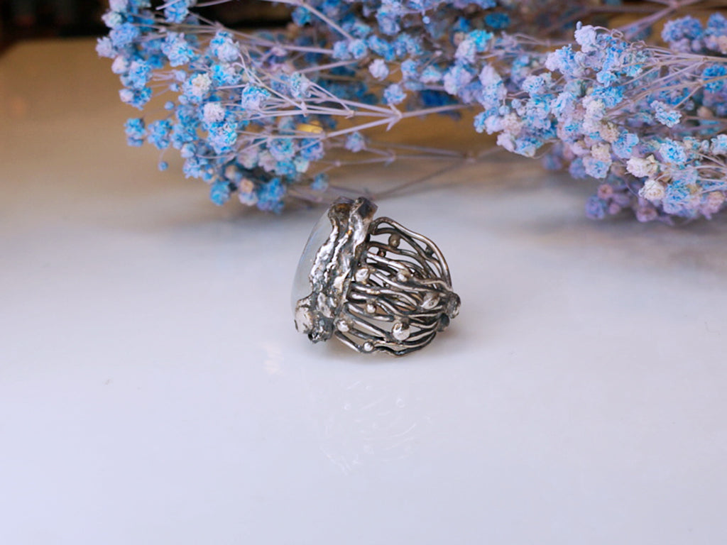 自然流動力|藍暈月光石戒指