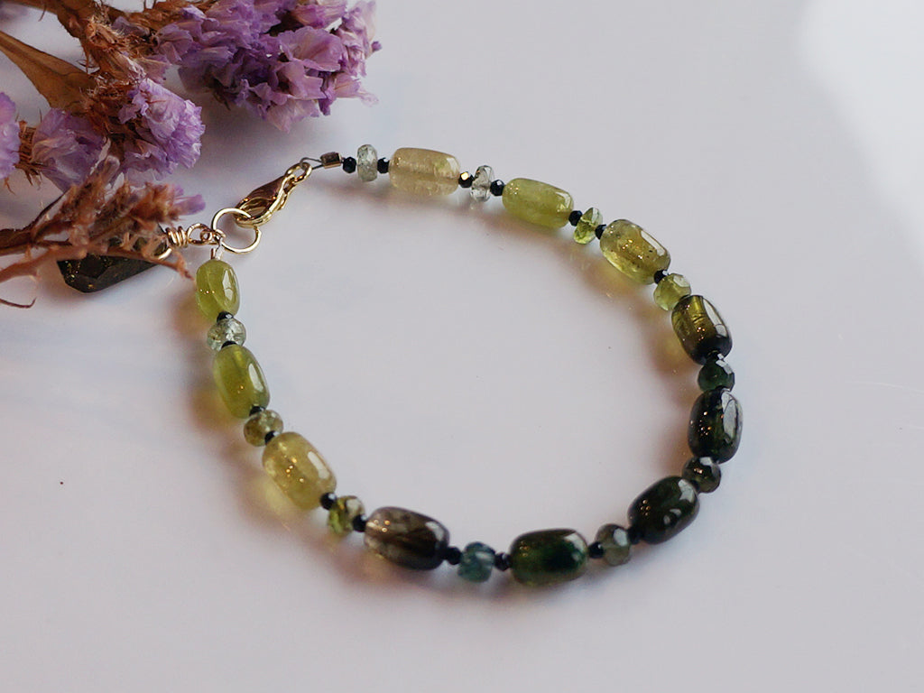 漸層色|綠碧璽柱狀手環