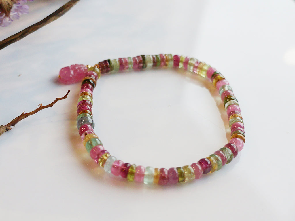 粉貔貅|彩色碧璽小手鍊