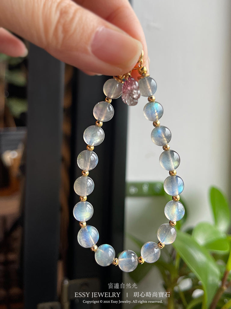 藍暈拉長石優雅手環|垂碧璽